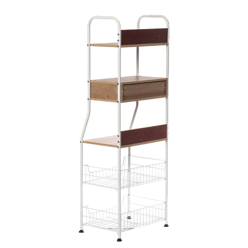 5-Tier Kitchen Standing Rack Microwave Oven Stand Shelf Storage for Home Kitchen Storage Rack - White