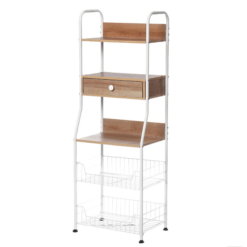 5-Tier Kitchen Standing Rack Microwave Oven Stand Shelf Storage for Home Kitchen Storage Rack - White
