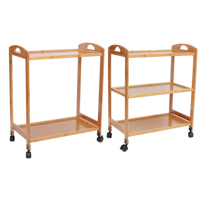 2-Tier/3-Tier Rolling Serving Trolley Dining Kitchen Island Cart Storage Shelf - 2 Layers