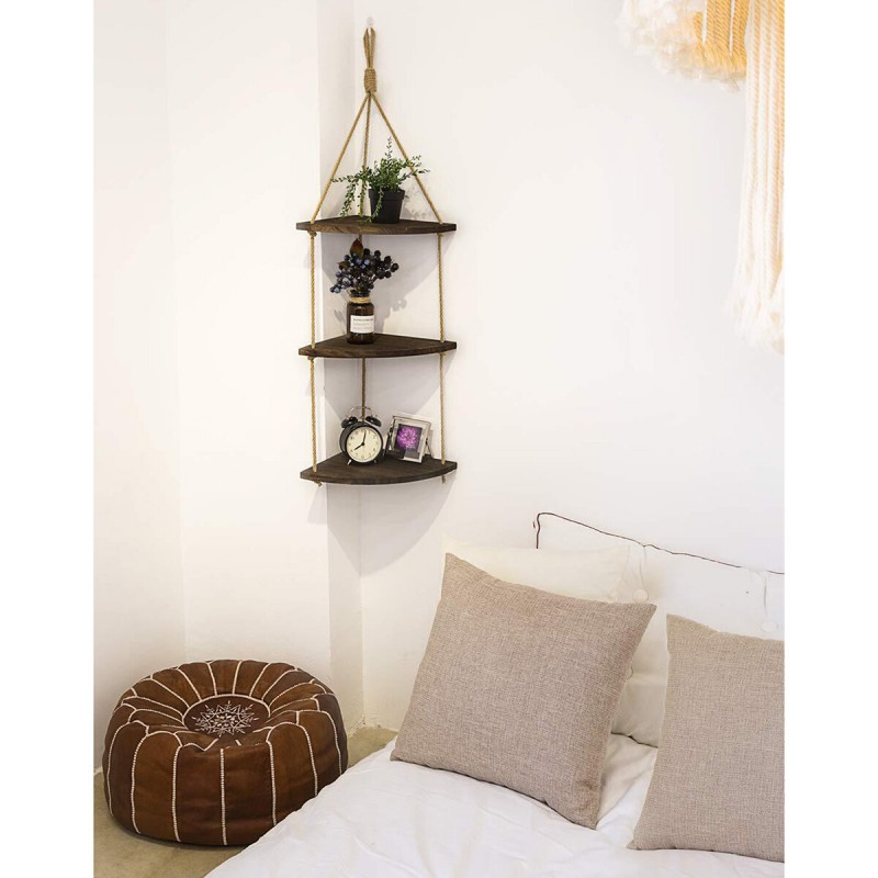 3-Tier Wall-mounted Floating Hanging Rack Corner Shelf Organizer Decor - Type A