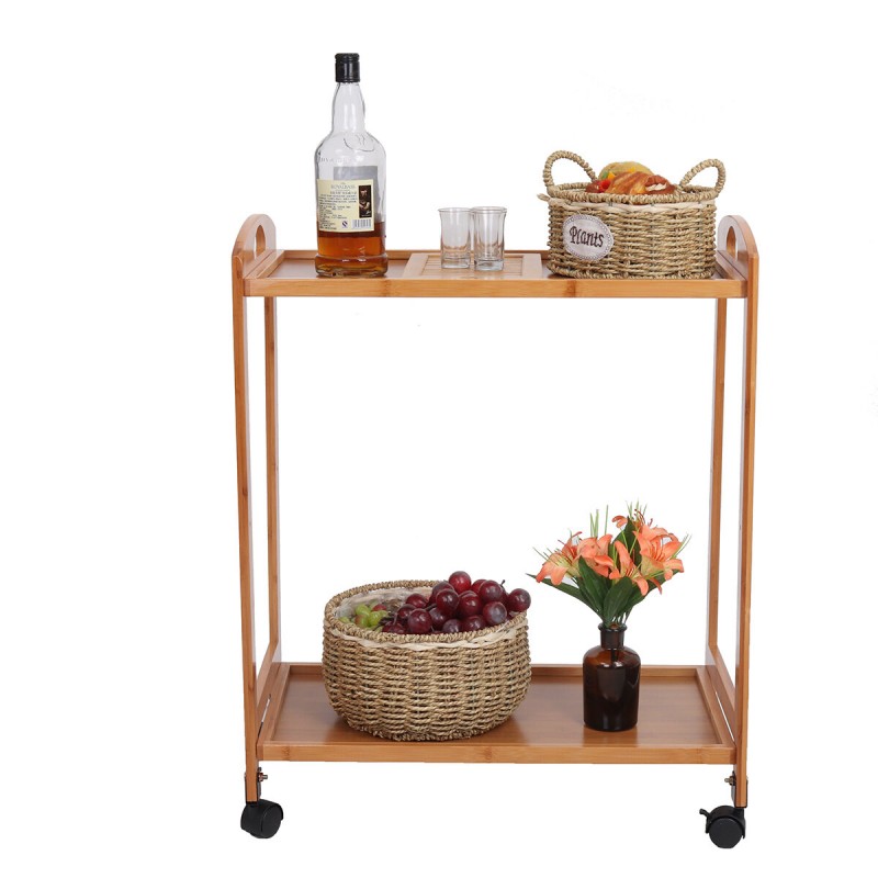 2-Tier/3-Tier Rolling Serving Trolley Dining Kitchen Island Cart Storage Shelf - 2 Layers