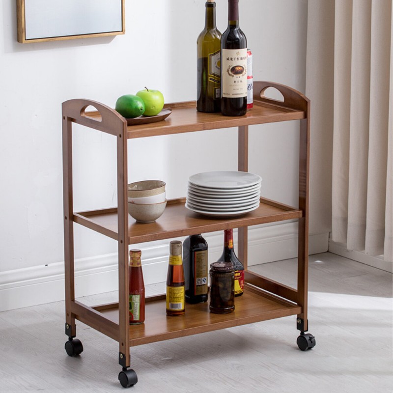 2-Tier/3-Tier Rolling Serving Trolley Dining Kitchen Island Cart Storage Shelf - 2 Layers