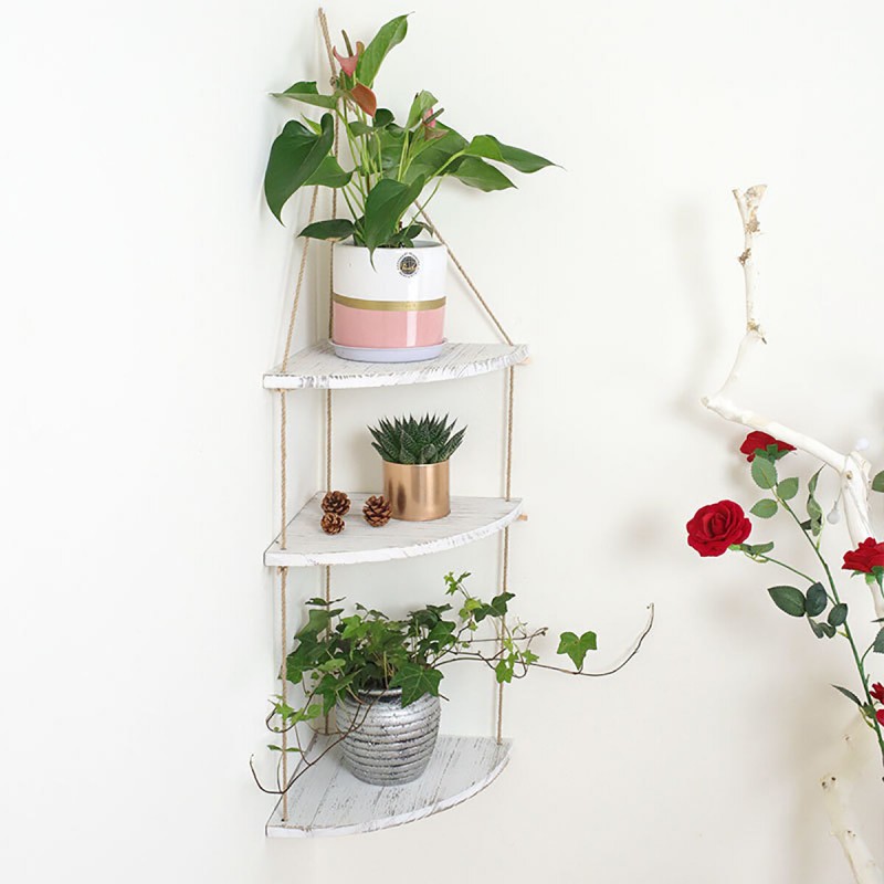 3-Tier Wall-mounted Floating Hanging Rack Corner Shelf Organizer Decor - Type A