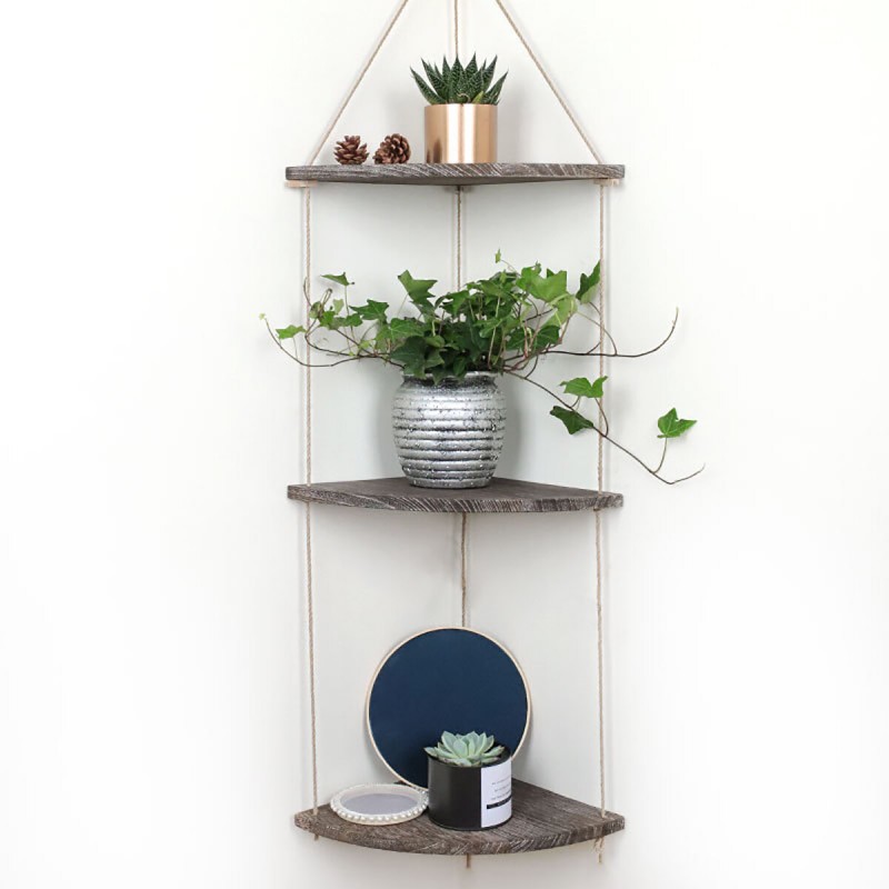 3-Tier Wall-mounted Floating Hanging Rack Corner S...
