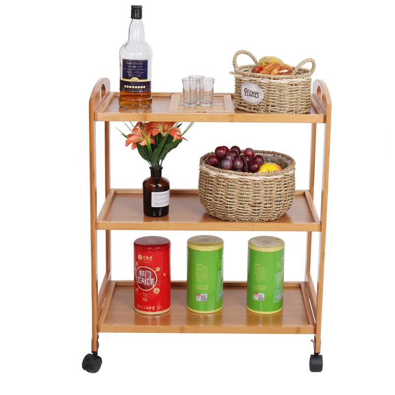 2-Tier/3-Tier Rolling Serving Trolley Dining Kitchen Island Cart Storage Shelf - 2 Layers