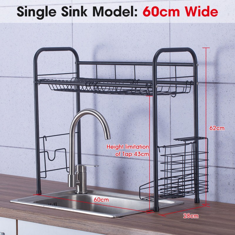 Stainless Steel Over Sink Kitchen Dish Rack Drying Drainer Tray Cutlery Holder - #2