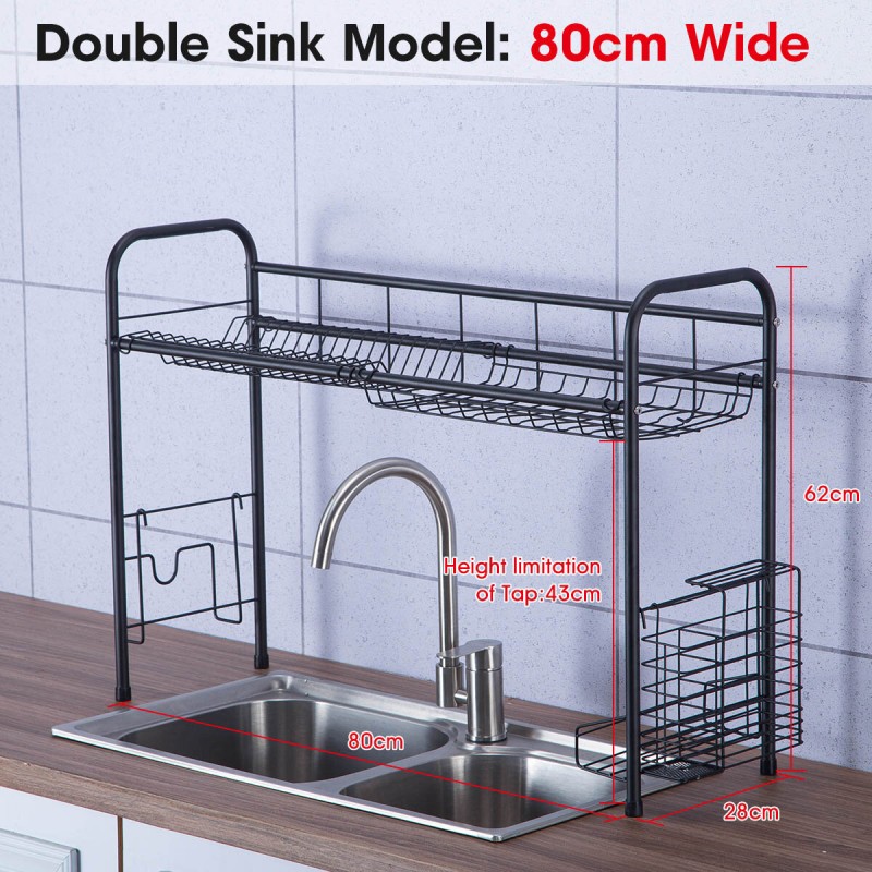 Stainless Steel Over Sink Kitchen Dish Rack Drying Drainer Tray Cutlery Holder - #2