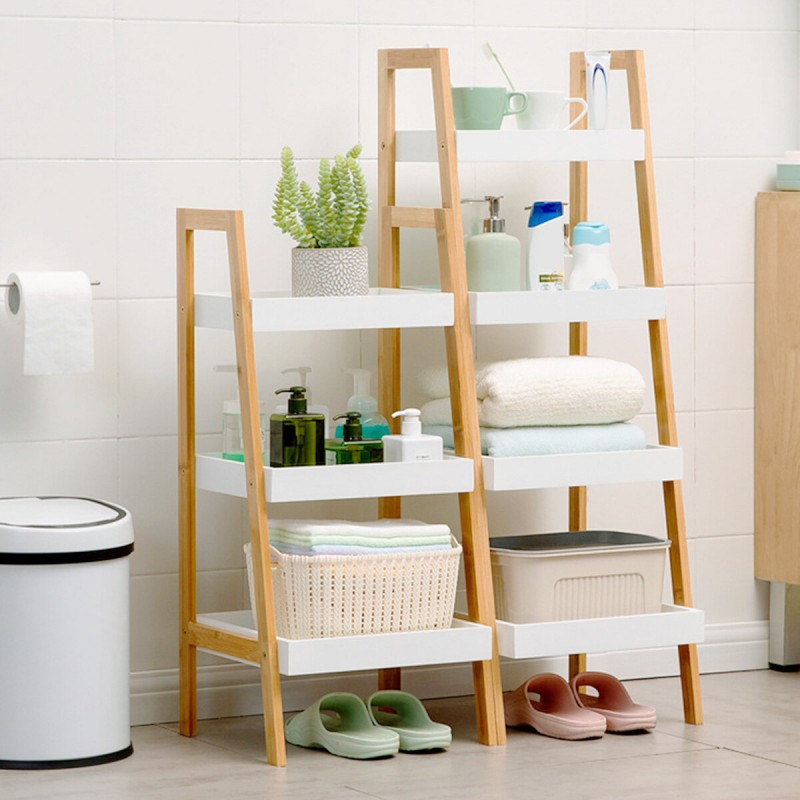 3/4-layer Design Trapezoidal Shelves Bamboo Strong...