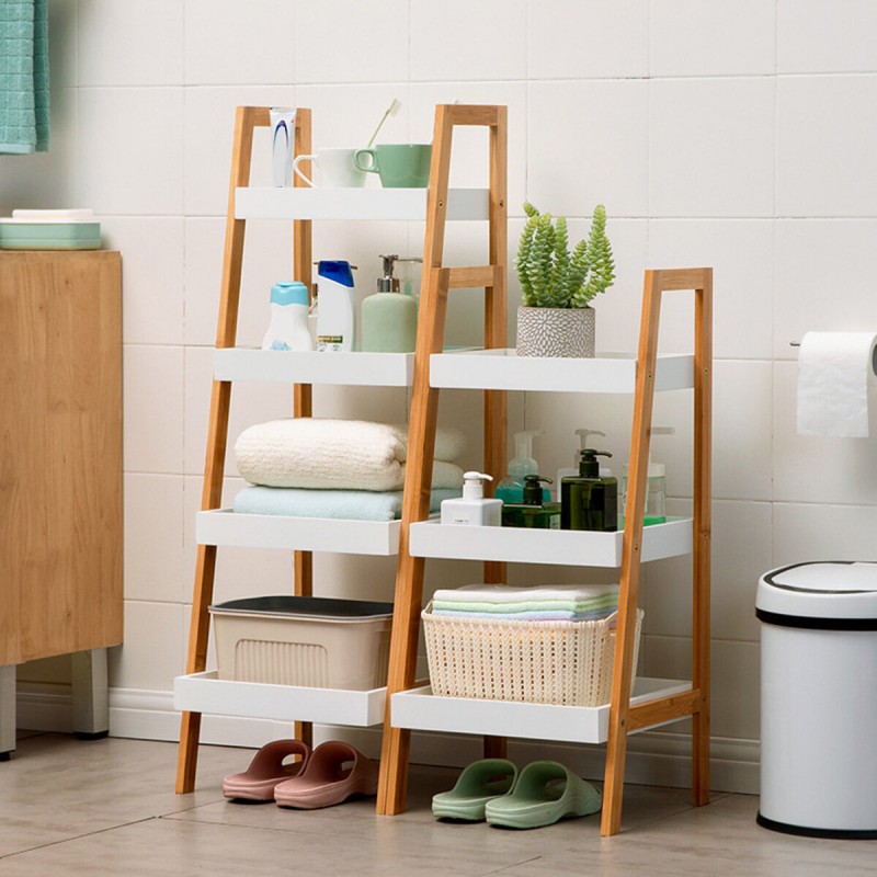 3/4-layer Design Trapezoidal Shelves Bamboo Strong...