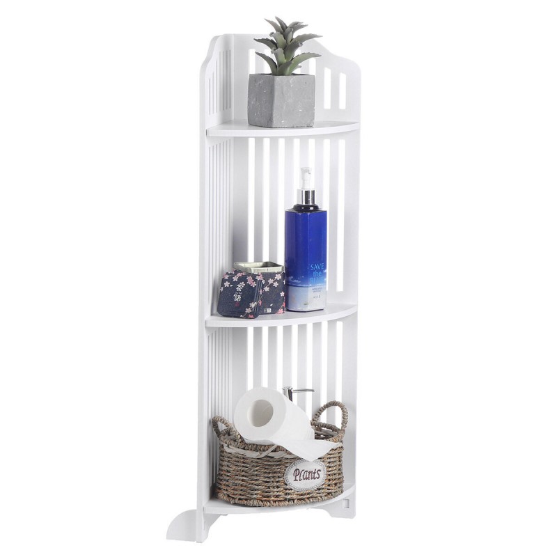 3 Tier White Bathroom Floor Storage Cabinet Shelf Shelves Free Standing for Home Bathroom Storage Rack - Type A
