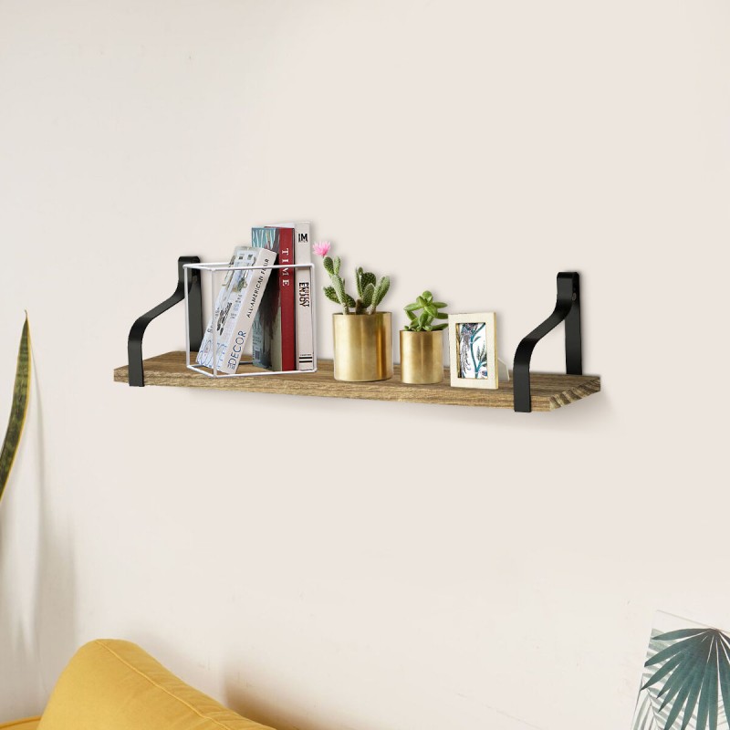 3-Piece Multifunctional Wall Shelf Floating Storage Rack Shelves for Living Room Bedroom Office - Carbon Fiber Color
