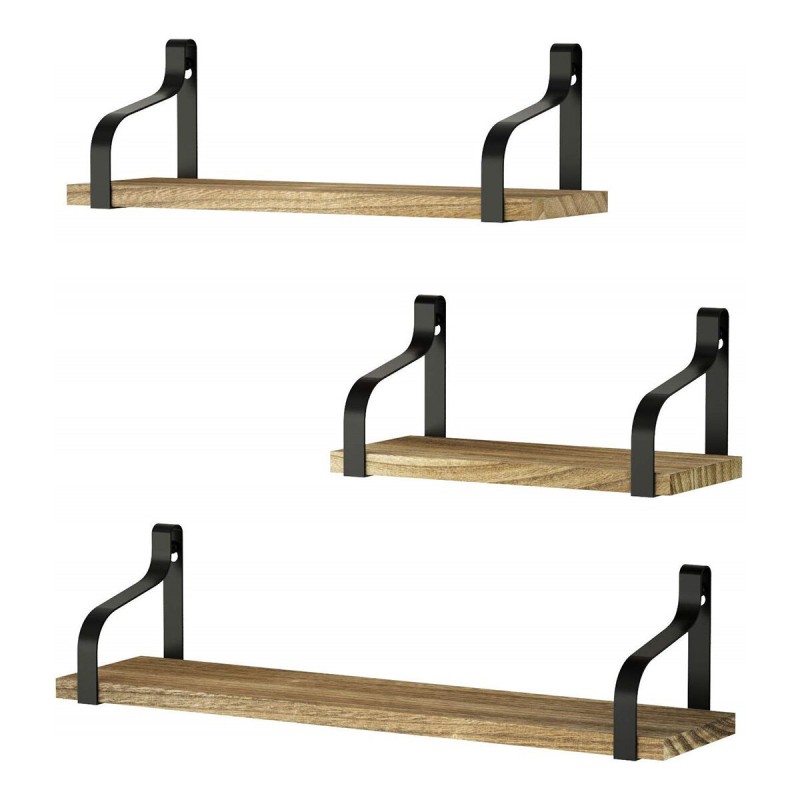 3-Piece Multifunctional Wall Shelf Floating Storage Rack Shelves for Living Room Bedroom Office - Carbon Fiber Color