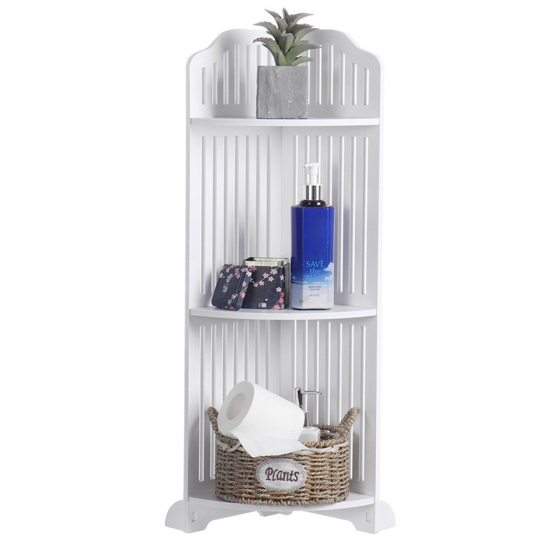 3 Tier White Bathroom Floor Storage Cabinet Shelf Shelves Free Standing for Home Bathroom Storage Rack - Type A