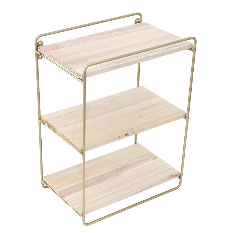 3 Tier Rustic Floating Shelf Golden Wall Shelf Wall Mounted Modern Decor Wood Shelves for Bedroom Home Decor - Black
