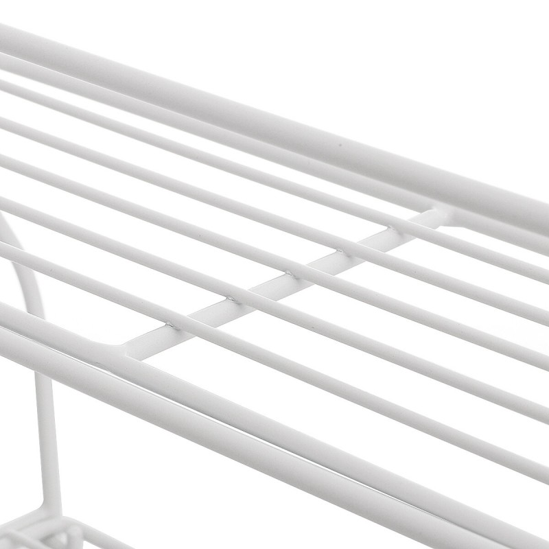 2 Tier Folding Spice Storage Rack Seasoning FlowerShelf Holder Kitchen Bathroom Stand - White