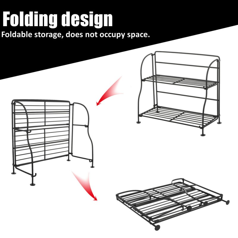 2 Tier Folding Spice Storage Rack Seasoning Flower...