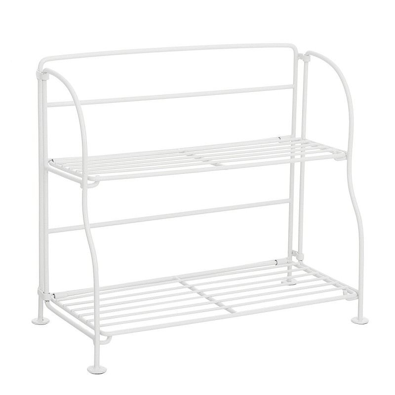 2 Tier Folding Spice Storage Rack Seasoning FlowerShelf Holder Kitchen Bathroom Stand - White