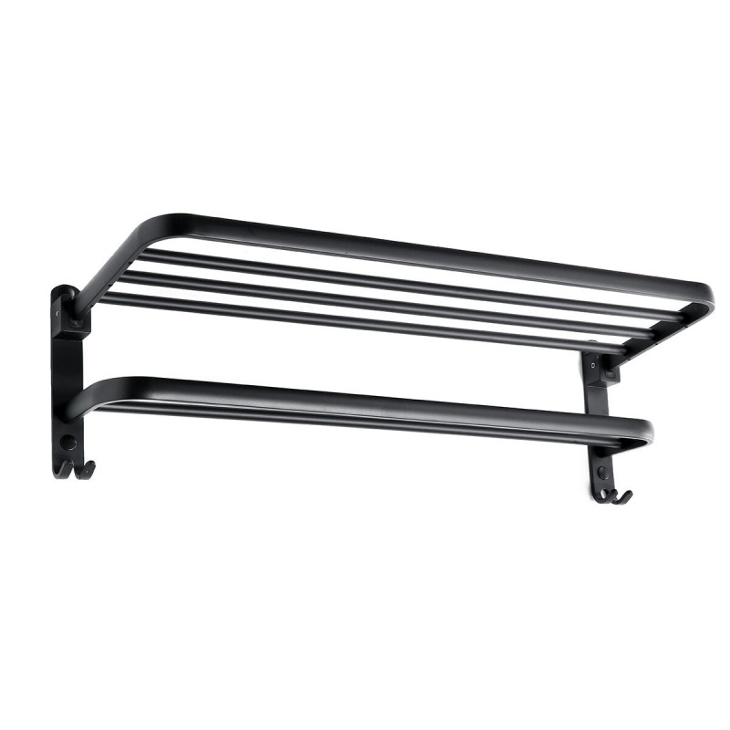 59cm Punched/Punch-free Space Aluminum Towel Holder 90° Folding Easy Installation Towel Rack Durable Towel Shelf