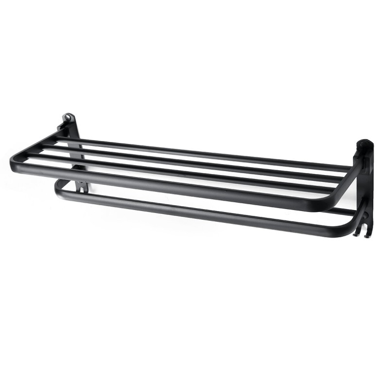 59cm Punched/Punch-free Space Aluminum Towel Holder 90° Folding Easy Installation Towel Rack Durable Towel Shelf