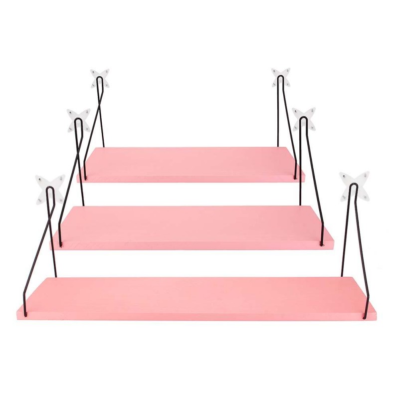 Pink Household Wooden Hanging Holder Wall Mount Rack Creative Home Hooks - S