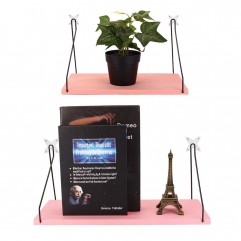 Pink Household Wooden Hanging Holder Wall Mount Ra...