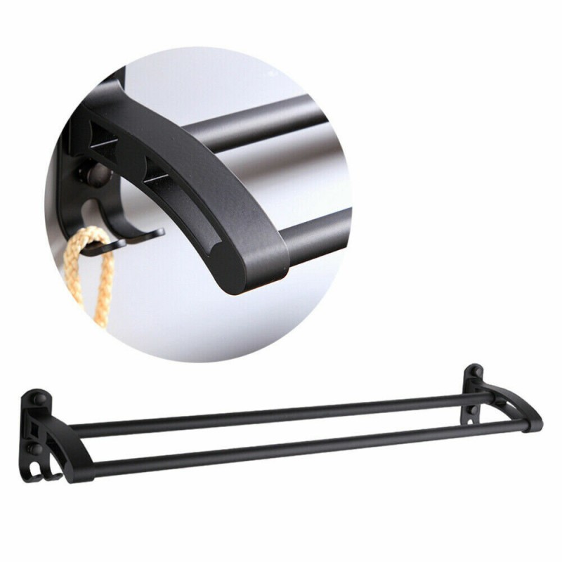Punch-free Black Towel Rack Space Aluminum Concealed Screws Design Towel Rack