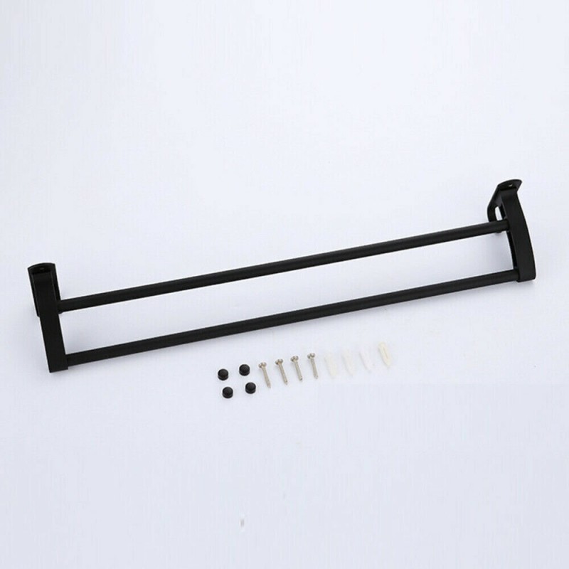 Punch-free Black Towel Rack Space Aluminum Concealed Screws Design Towel Rack
