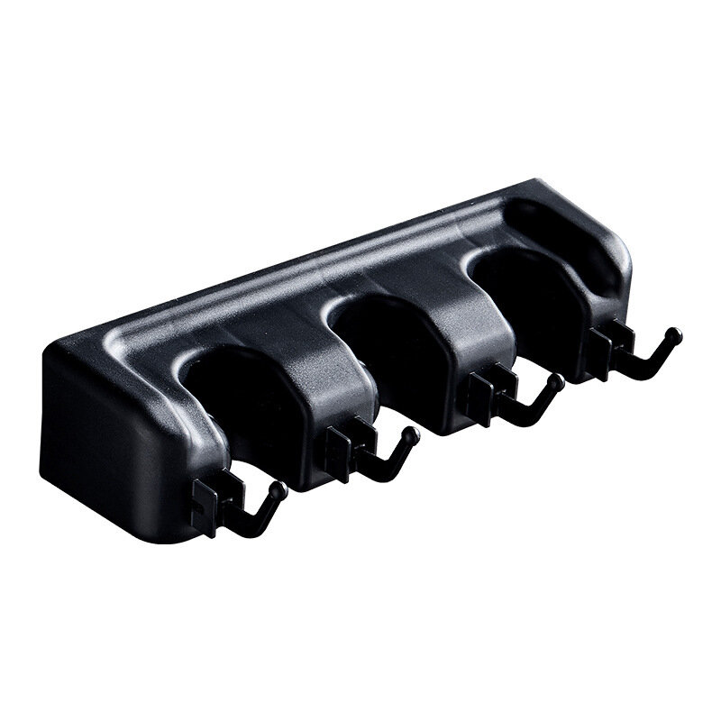 Wall Mounted Multi-Functional Broom Holder Tool Bathroom Kitchen Storage Mop Organizer Holder - 5 Hooks