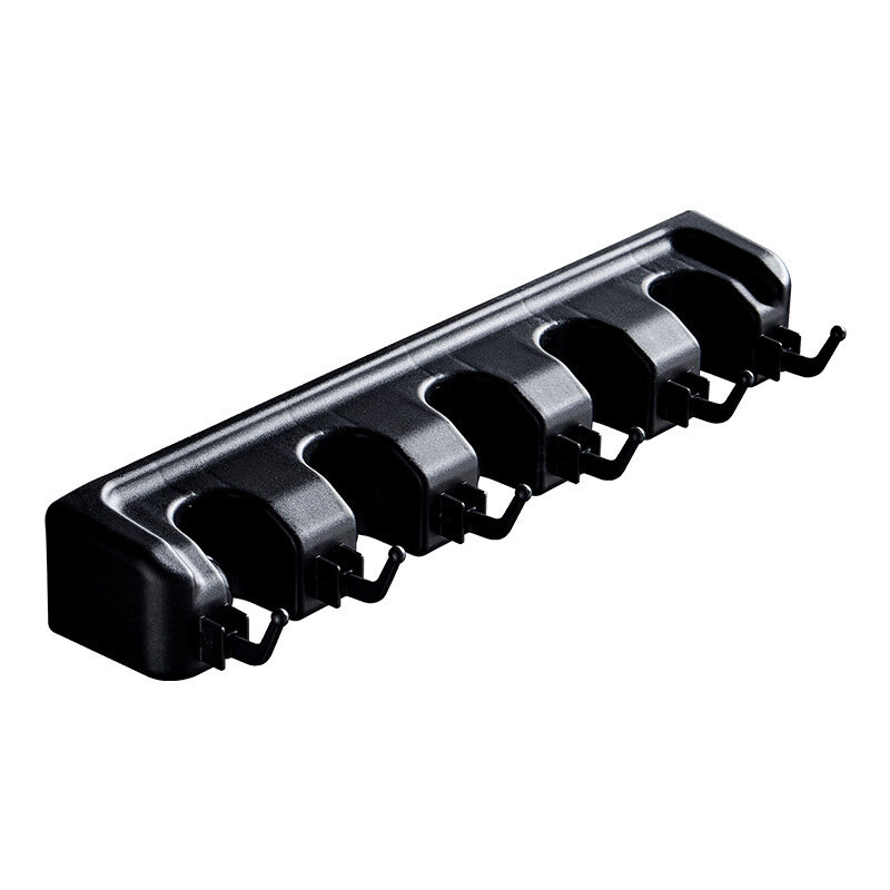 Wall Mounted Multi-Functional Broom Holder Tool Bathroom Kitchen Storage Mop Organizer Holder - 5 Hooks