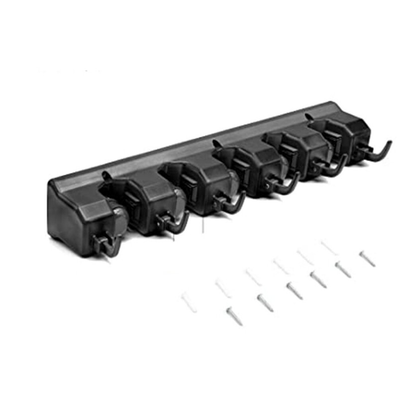Wall Mounted Multi-Functional Broom Holder Tool Bathroom Kitchen Storage Mop Organizer Holder - 5 Hooks