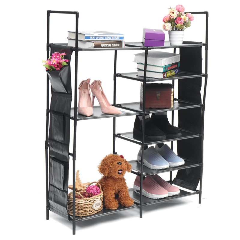Six-layer Double-row Eight Lattices Shoe Rack Simp...