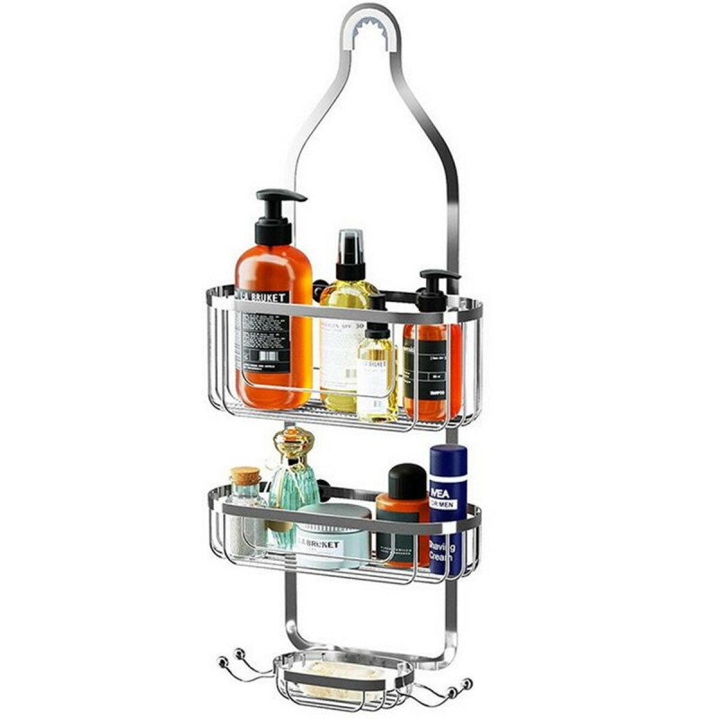 Shower Caddy Bathroom Hanging Head 3 Tiers Shelf Storage Organiser - Chrome