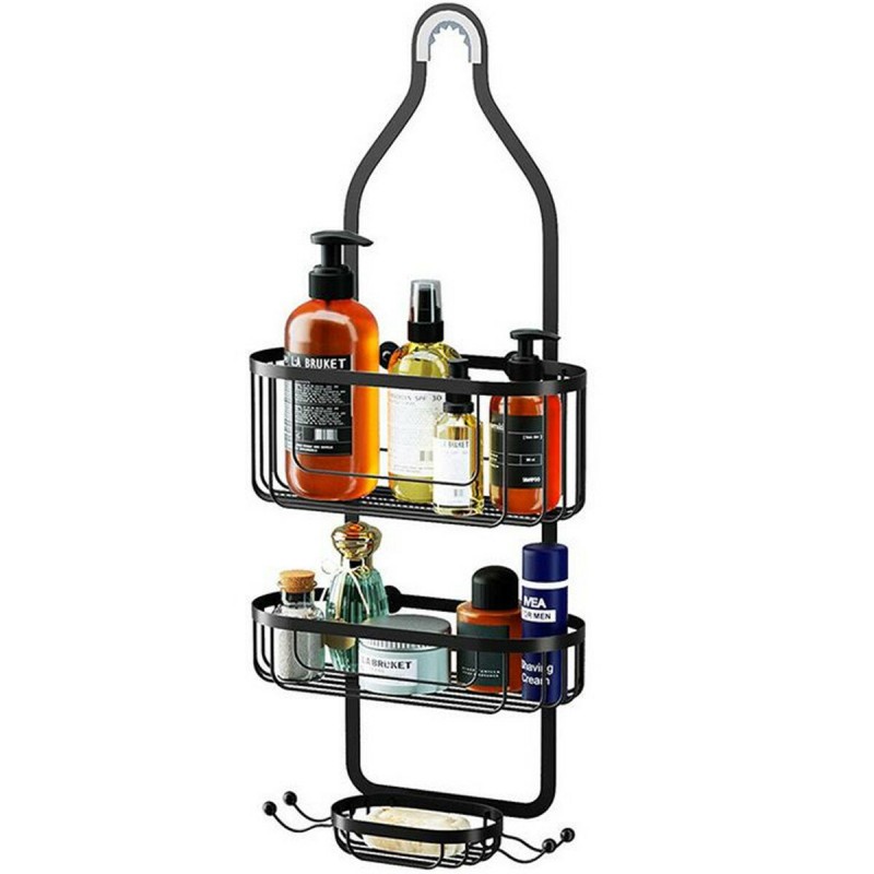 Shower Caddy Bathroom Hanging Head 3 Tiers Shelf Storage Organiser - Chrome