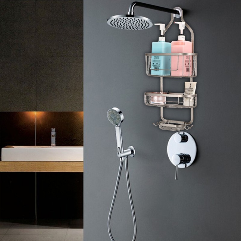 Shower Caddy Bathroom Hanging Head 3 Tiers Shelf S...