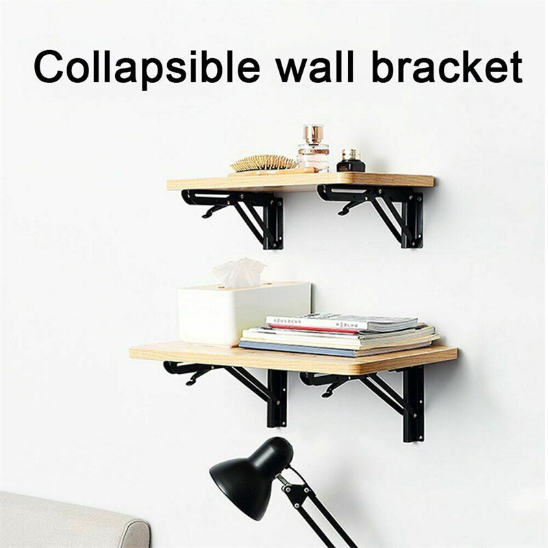 2PCS Stainless Steel Folding Table Bracket Shelf Bench 200kg Heavy Duty 8-20" - White 8 inch
