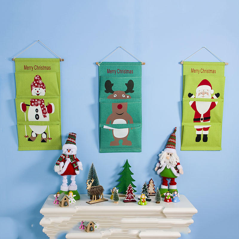 Christmas 3 Grid Storage Hanging Bag Pocket Wardro...