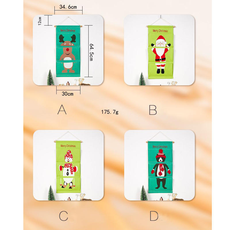 Christmas 3 Grid Storage Hanging Bag Pocket Wardro...