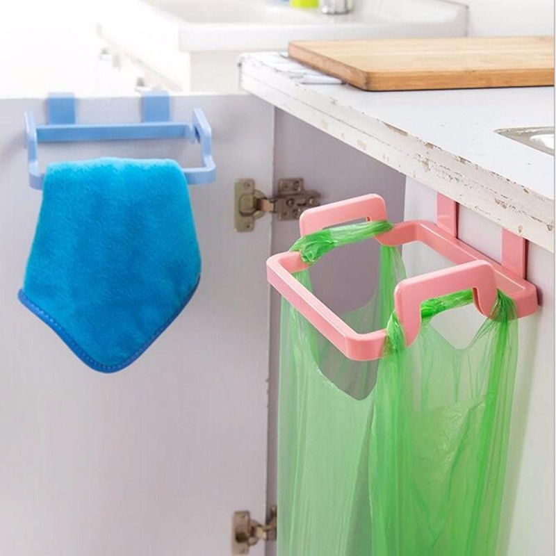 Kitchen Cabinet Hanging Rubbish Bag Holder Garbage Storage Rack Cupboard Hanger - Beige