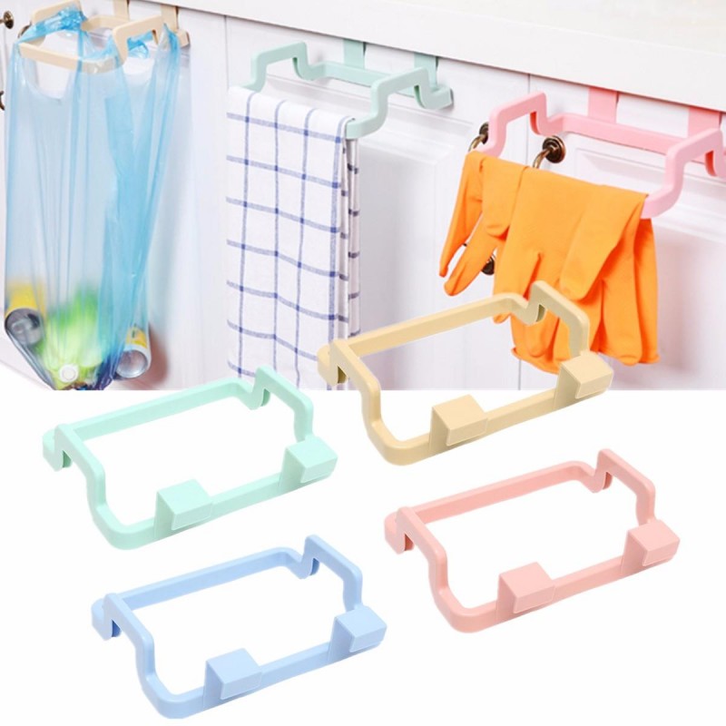 Kitchen Cabinet Hanging Rubbish Bag Holder Garbage Storage Rack Cupboard Hanger - Beige