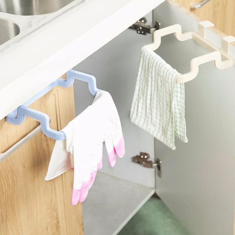 Kitchen Cabinet Hanging Rubbish Bag Holder Garbage Storage Rack Cupboard Hanger - Beige