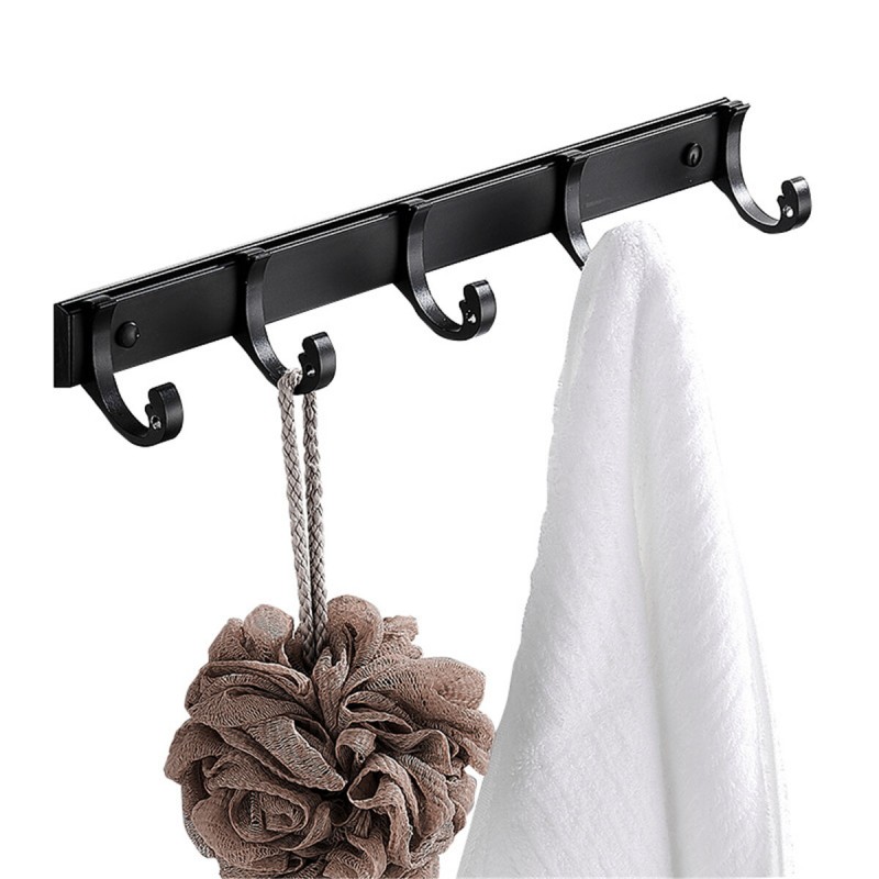 Punch-free Wall Hanging Hook Metal Row Hook Sticky Hook Space Aluminum Clothes Coat Hook - 3 Hooks
