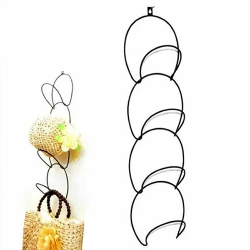 Hats Clothes Tie Interlink Holder Wire Stackable Storage Rack Kitchen Organizer Door Wall Hooks - Black