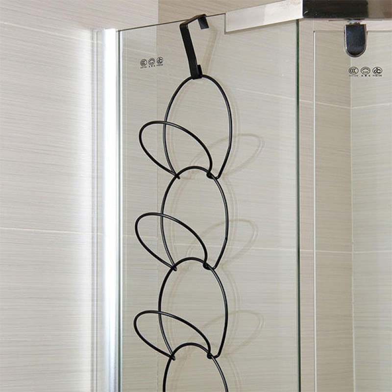 Hats Clothes Tie Interlink Holder Wire Stackable Storage Rack Kitchen Organizer Door Wall Hooks - Black