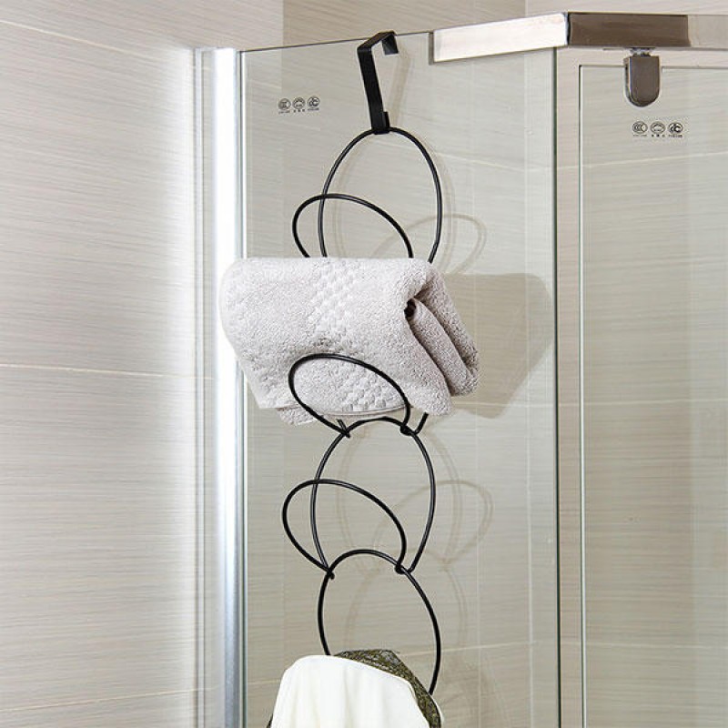 Hats Clothes Tie Interlink Holder Wire Stackable Storage Rack Kitchen Organizer Door Wall Hooks - Black