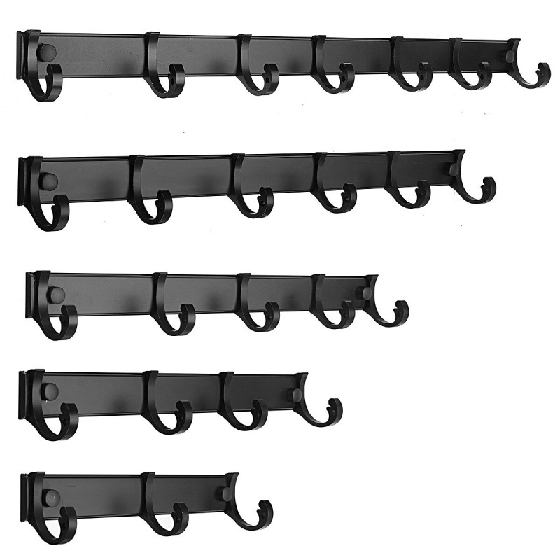 Punch-free Wall Hanging Hook Metal Row Hook Sticky Hook Space Aluminum Clothes Coat Hook - 3 Hooks