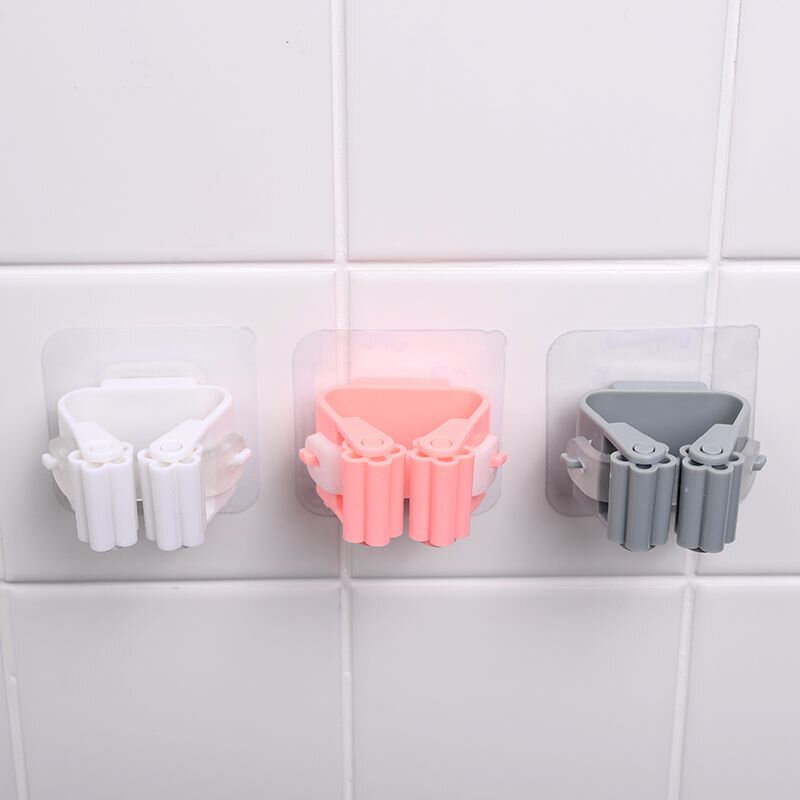 1pcs Mop Broom Hook Wall Mounted Mop Holder Household Adhesive Storage Broom Hanger Mop Hook Racks Kitchen Bathroom Organizer - 