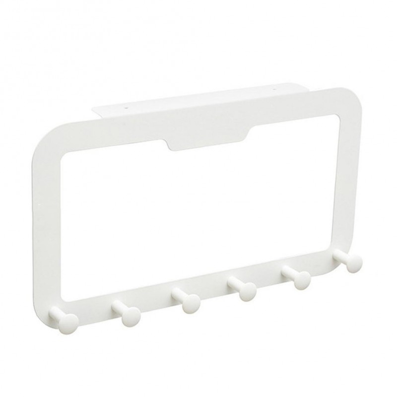 6 Hooks Back Door Hanger Rack Bathroom Kitchen Org...