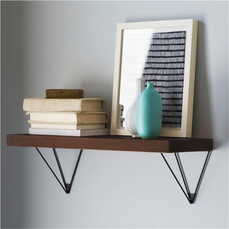 2PCS Durable Wall Mount Multi-Use Shelf Heavy Duty Metal Support Bracket Prism Furniture Bracket - Black