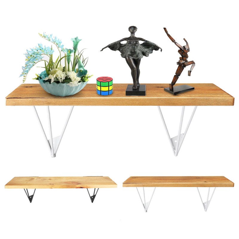 2PCS Durable Wall Mount Multi-Use Shelf Heavy Duty Metal Support Bracket Prism Furniture Bracket - Black