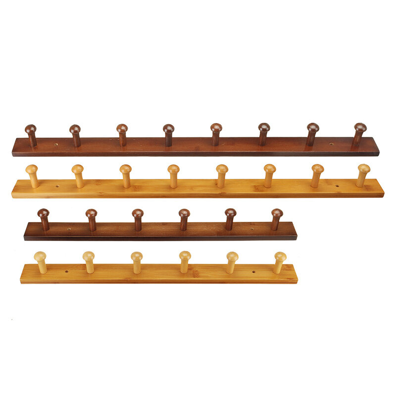 Wall-mounted Clothes Hook Natural Bamboo Coat Hang...